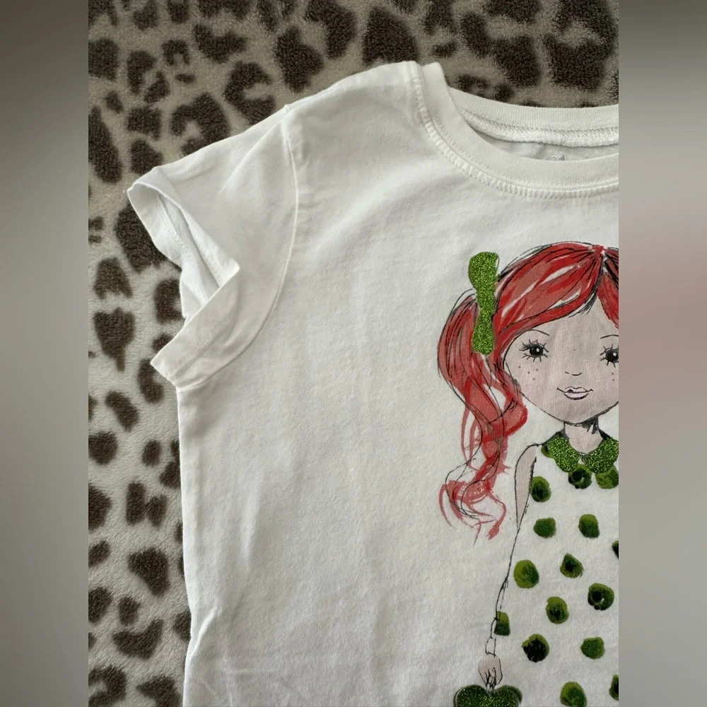 Children’s Place Girl Graphic St. Patrick’s Day Short Sleeve T-shirt White 7/8